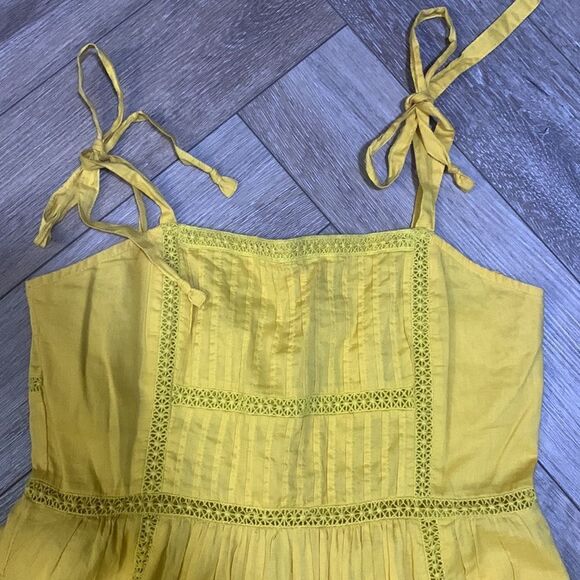 J. Crew Point Sur Yellow Tie-Shoulder Cotton Dress w/Pockets - Picture 4 of 9